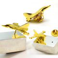 High quality cheap gold plated airplane lapel pin badge custom